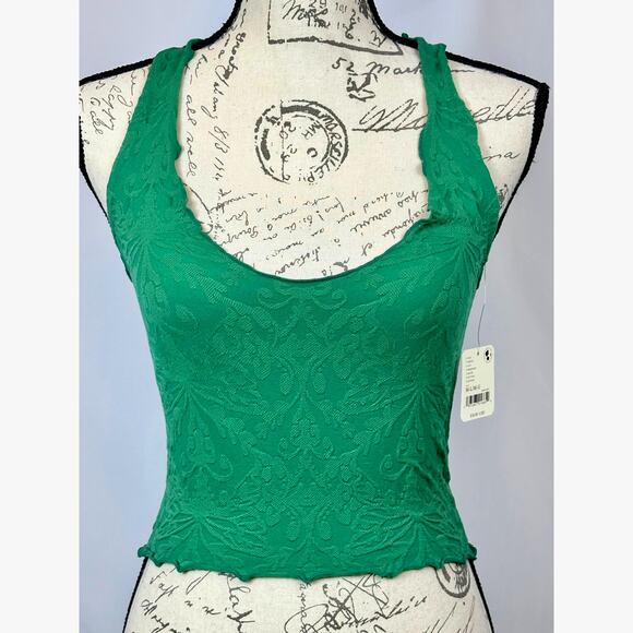 Free People Here For You Cami Lettuce Edges Hem Ivy League M/L - Picture 5 of 12